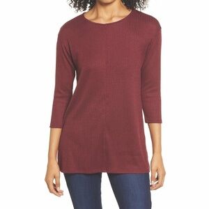 Bobeau Maroon Ribbed Tunic